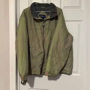 Catalina Outerwear Mens Jacket Lg Beige Full Zip Pockets Rain Hood Inside Collar